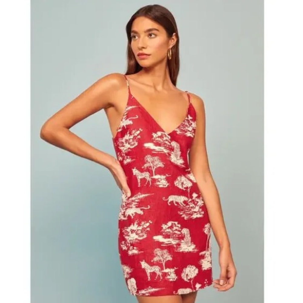 Reformation Red and White Mini Dress